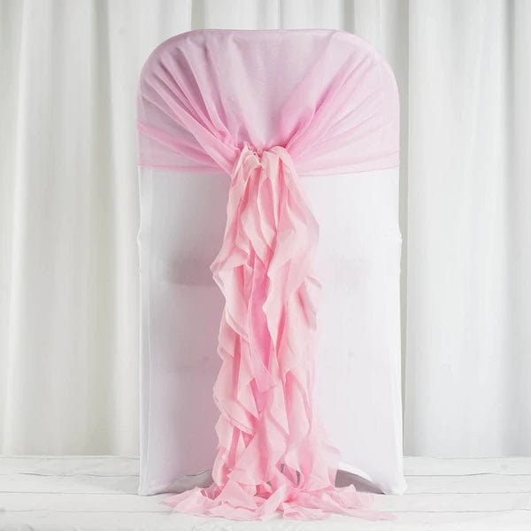 Premium Chair Cover with Curly Chiffon Ruffled Sashes