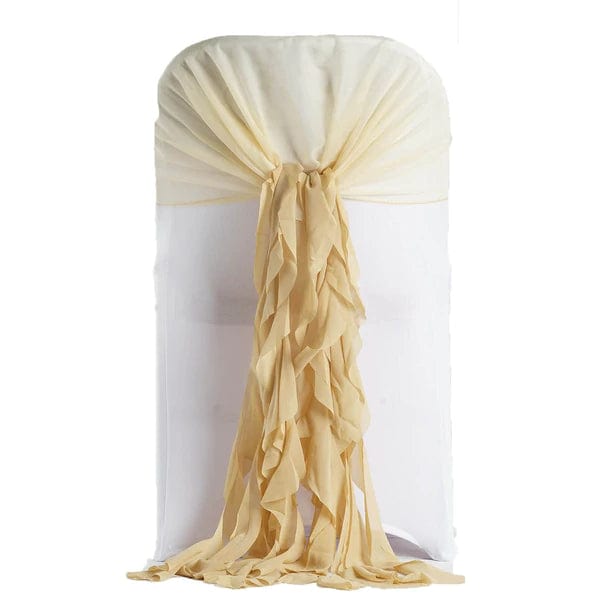 Premium Chair Cover with Curly Chiffon Ruffled Sashes