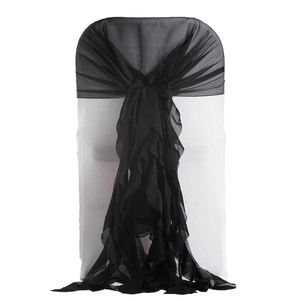 Premium Chair Cover with Curly Chiffon Ruffled Sashes