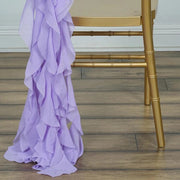 Premium Chair Cover with Curly Chiffon Ruffled Sashes