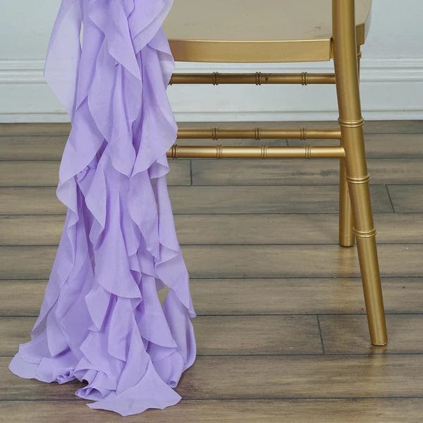 Premium Chair Cover with Curly Chiffon Ruffled Sashes