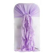 Premium Chair Cover with Curly Chiffon Ruffled Sashes