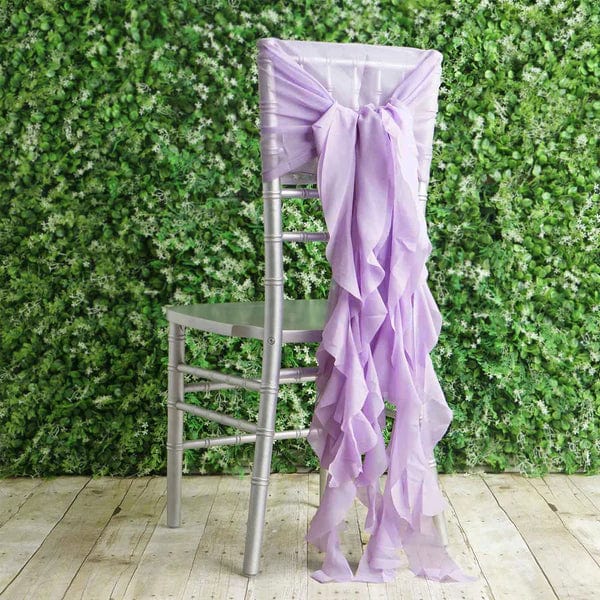 Premium Chair Cover with Curly Chiffon Ruffled Sashes