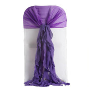 Premium Chair Cover with Curly Chiffon Ruffled Sashes