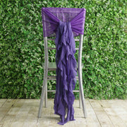 Premium Chair Cover with Curly Chiffon Ruffled Sashes