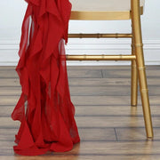 Premium Chair Cover with Curly Chiffon Ruffled Sashes