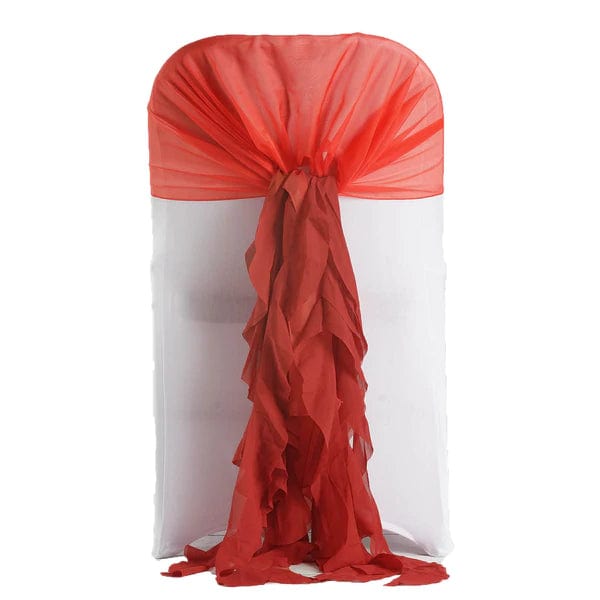 Premium Chair Cover with Curly Chiffon Ruffled Sashes