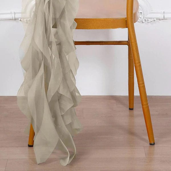 Premium Chair Cover with Curly Chiffon Ruffled Sashes
