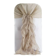 Premium Chair Cover with Curly Chiffon Ruffled Sashes