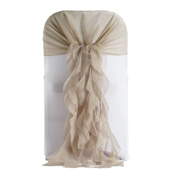 Premium Chair Cover with Curly Chiffon Ruffled Sashes