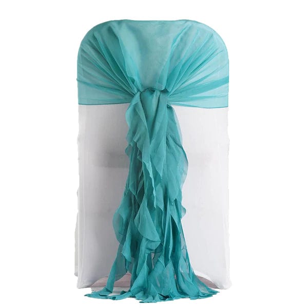 Premium Chair Cover with Curly Chiffon Ruffled Sashes