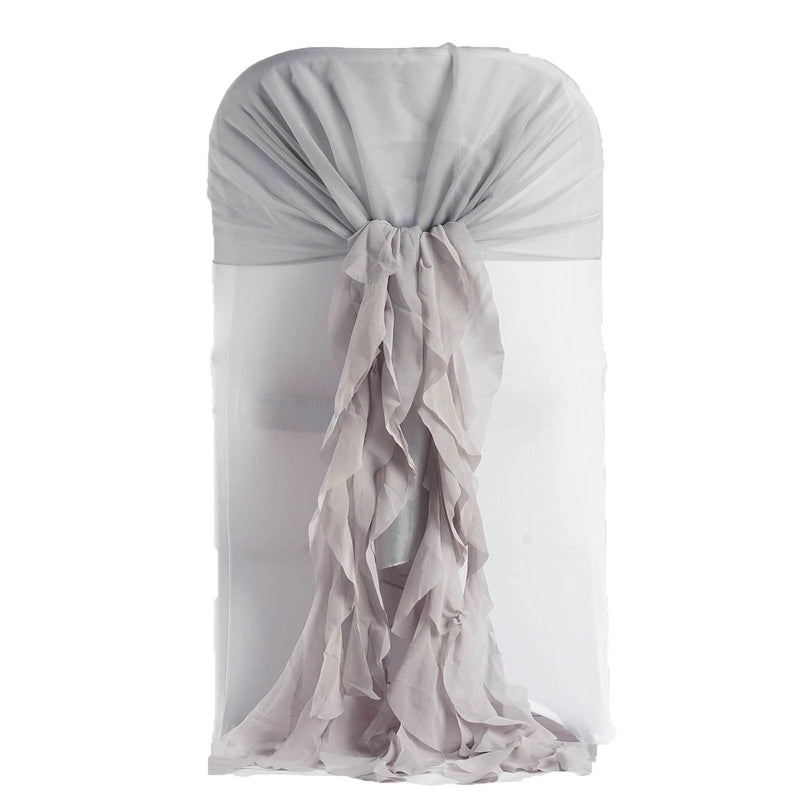 Premium Chair Cover with Curly Chiffon Ruffled Sashes