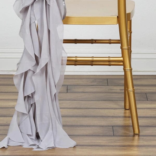 Premium Chair Cover with Curly Chiffon Ruffled Sashes