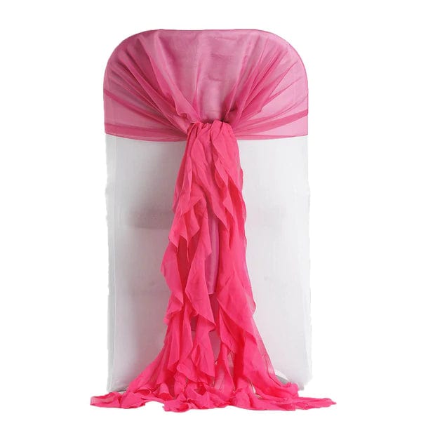 Premium Chair Cover with Curly Chiffon Ruffled Sashes
