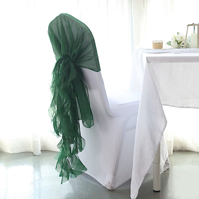 Premium Chair Cover with Curly Chiffon Ruffled Sashes