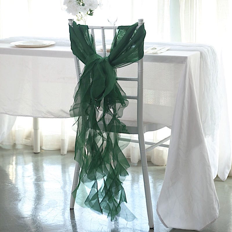 Premium Chair Cover with Curly Chiffon Ruffled Sashes