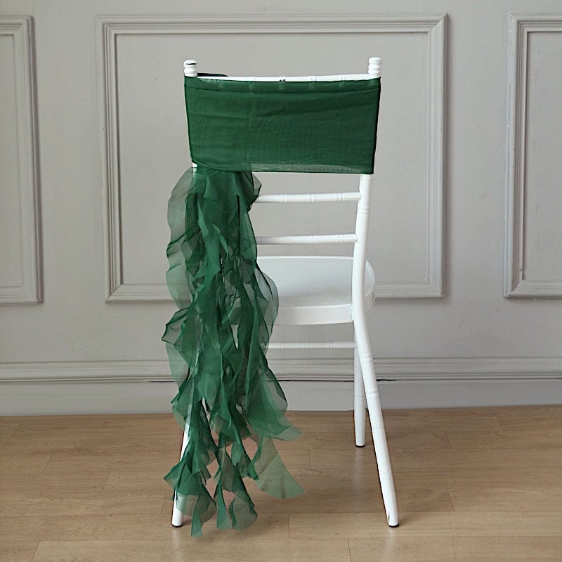 Premium Chair Cover with Curly Chiffon Ruffled Sashes