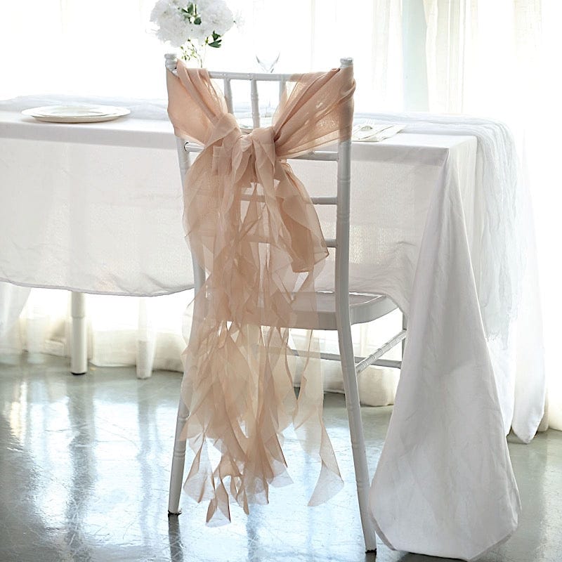 Premium Chair Cover with Curly Chiffon Ruffled Sashes