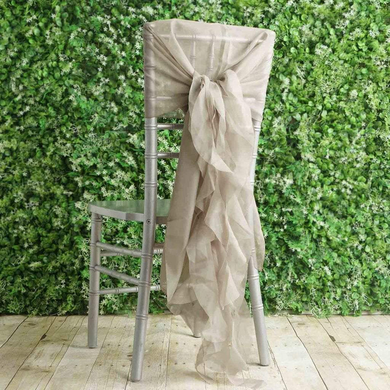 Premium Chair Cover with Curly Chiffon Ruffled Sashes SASH_2403_010