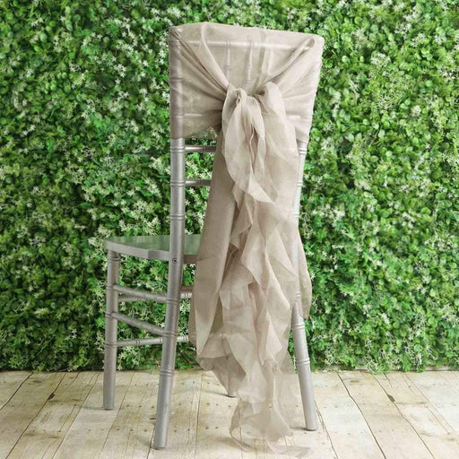 Premium Chair Cover with Curly Chiffon Ruffled Sashes SASH_2403_010