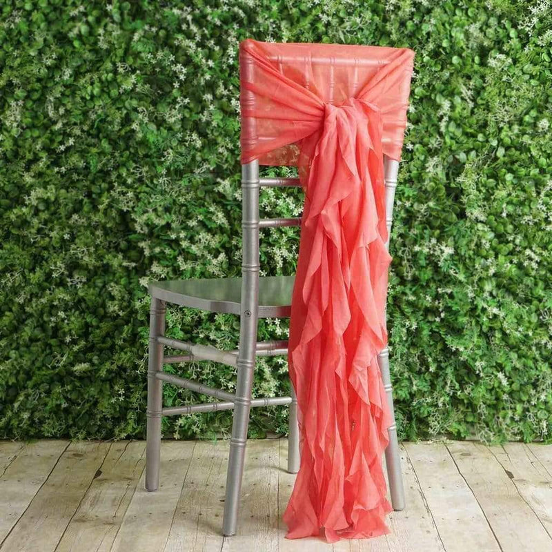 Premium Chair Cover with Curly Chiffon Ruffled Sashes SASH_2403_032