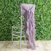 Premium Chair Cover with Curly Chiffon Ruffled Sashes SASH_2403_073