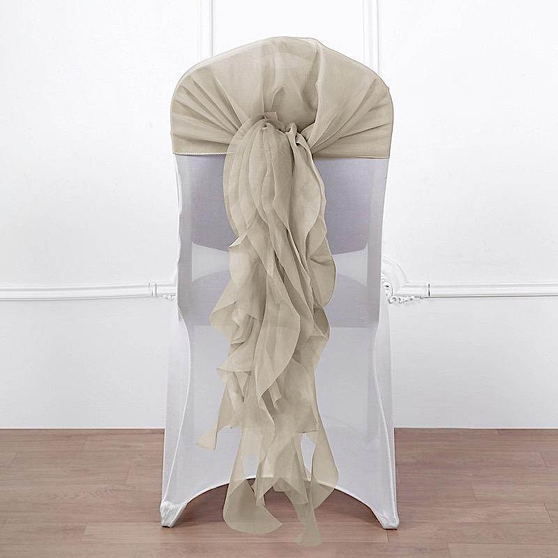 Premium Chair Cover with Curly Chiffon Ruffled Sashes SASH_2403_081