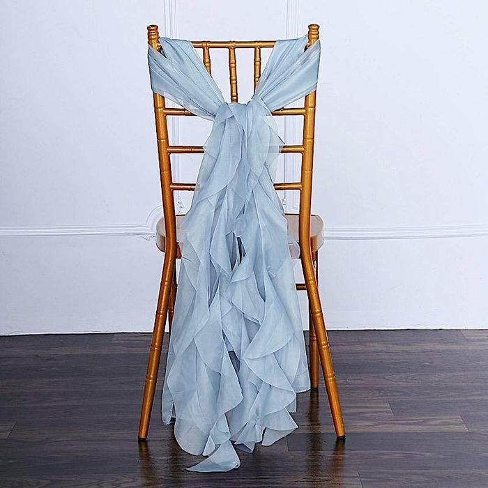 Premium Chair Cover with Curly Chiffon Ruffled Sashes SASH_2403_086