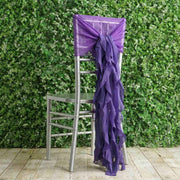 Premium Chair Cover with Curly Chiffon Ruffled Sashes SASH_2403_PURP