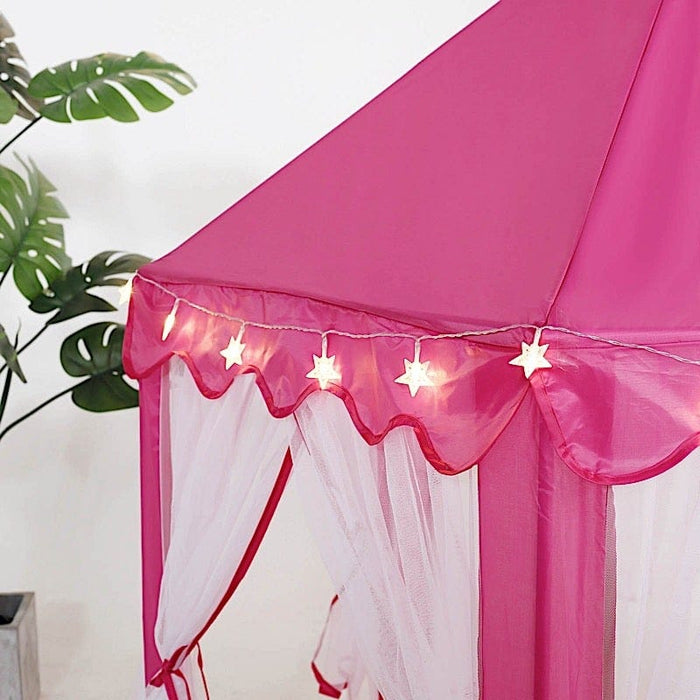 Princess Castle Play Tent with LED Garland Indoor Outdoor Playhouse - Pink FURN_TENT_CSTL01_PINK
