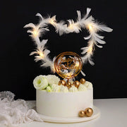 Real Feathers Adjustable Light Up LED Cake Topper - Warm White CAKE_TOP_011_WHT