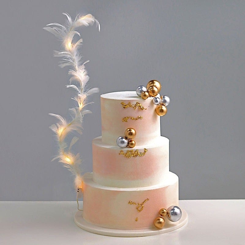 Real Feathers Bendable Light Up LED Cake Topper - Warm White CAKE_TOP_011_WHT