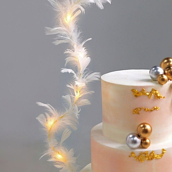 Real Feathers Bendable Light Up LED Cake Topper - Warm White CAKE_TOP_011_WHT