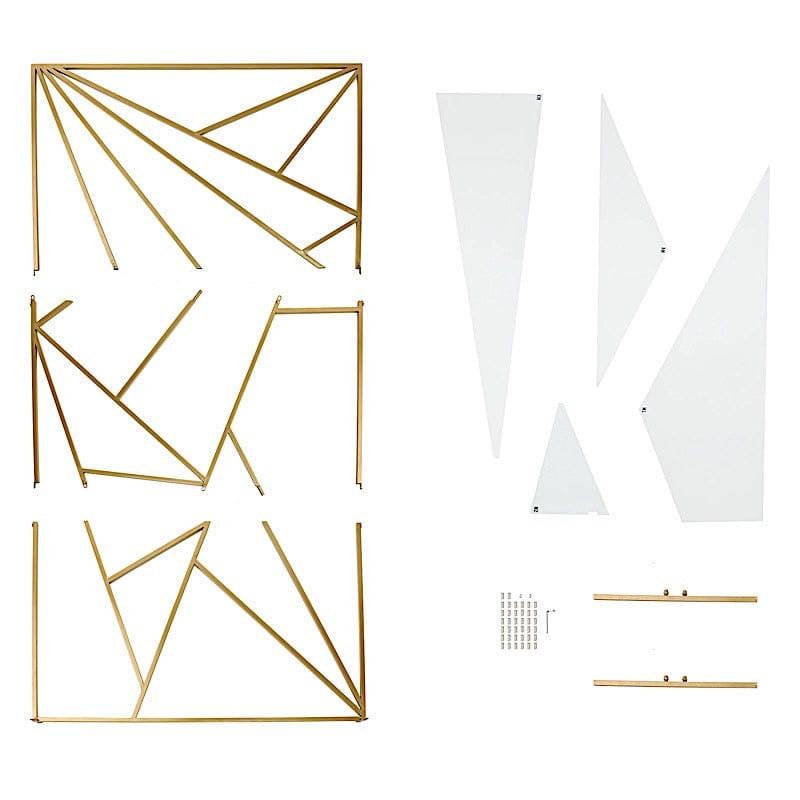 Rectangular Geometric Metal Wedding Arch Backdrop Stand - Gold