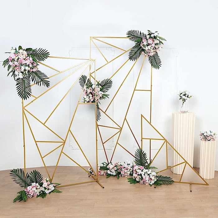 Rectangular Geometric Metal Wedding Arch Backdrop Stand - Gold