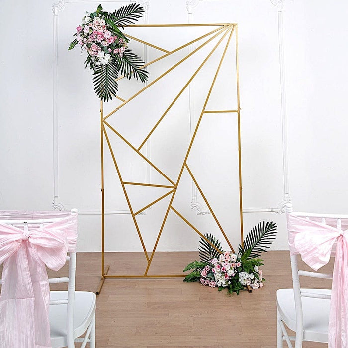 Gold Metal Rectangle Geometric Backdrop Stand Wedding Arch 6 Feet