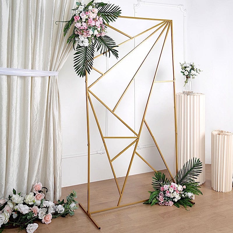 Rectangular Geometric Metal Wedding Arch Backdrop Stand - Gold