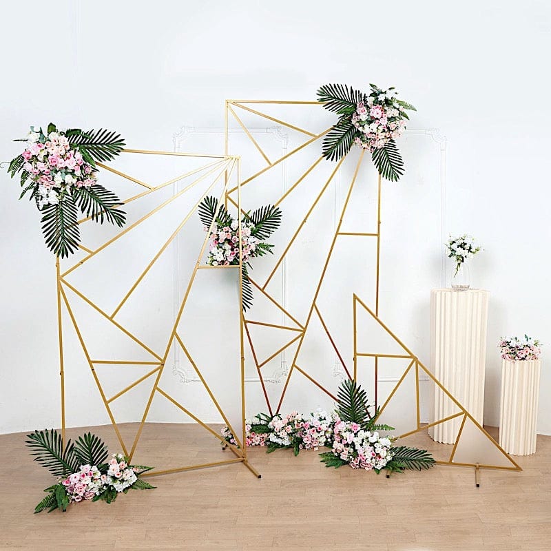 Rectangular Geometric Metal Wedding Arch Backdrop Stand - Gold