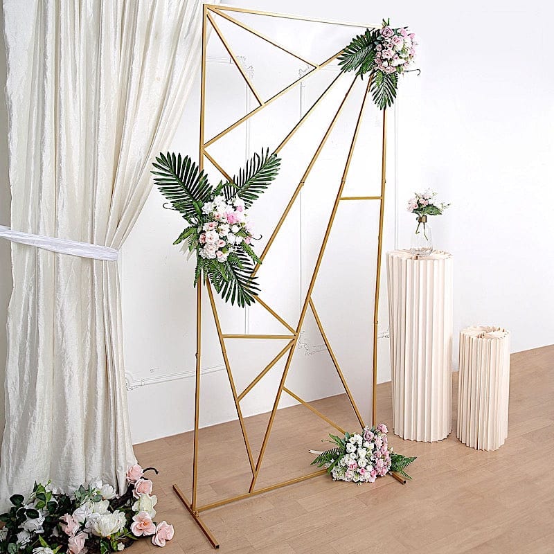Rectangular Geometric Metal Wedding Arch Backdrop Stand - Gold
