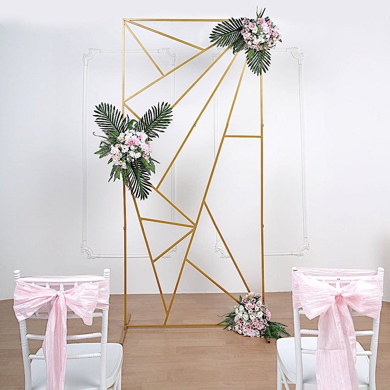 Rectangular Geometric Metal Wedding Arch Backdrop Stand - Gold