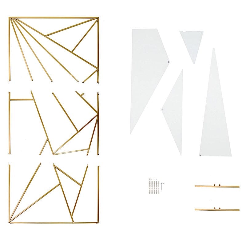 Rectangular Geometric Metal Wedding Arch Backdrop Stand - Gold