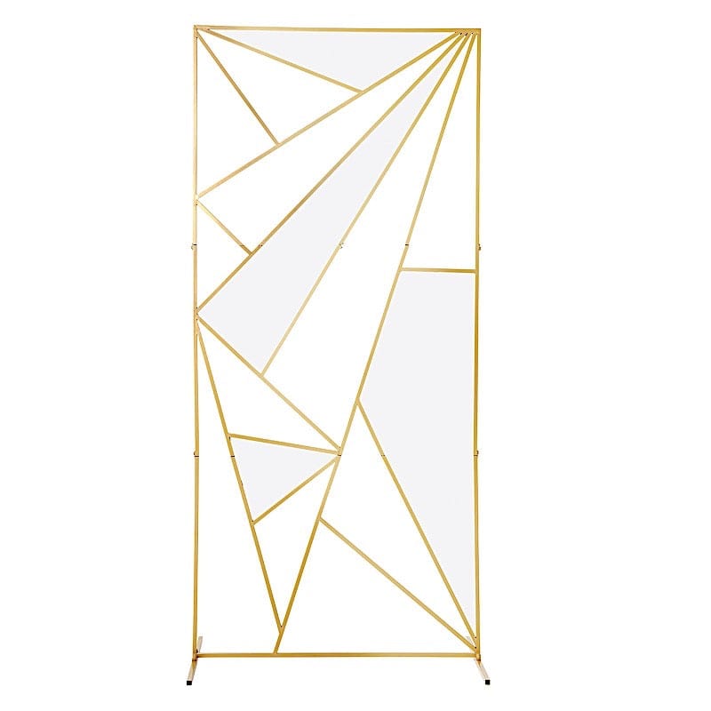 Rectangular Geometric Metal Wedding Arch Backdrop Stand - Gold BKDP_STND_13_L_GOLD