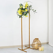 Rectangular Metal Floral Display Frame Wedding Backdrop Stand - Gold