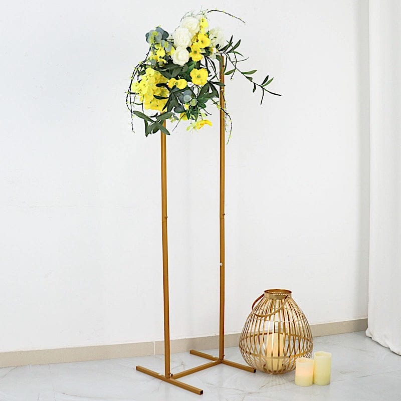Rectangular Metal Floral Display Frame Wedding Backdrop Stand - Gold