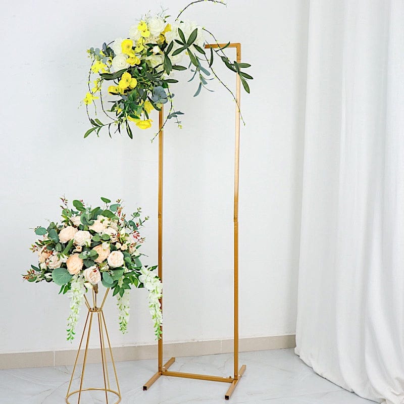Rectangular Metal Floral Display Frame Wedding Backdrop Stand - Gold