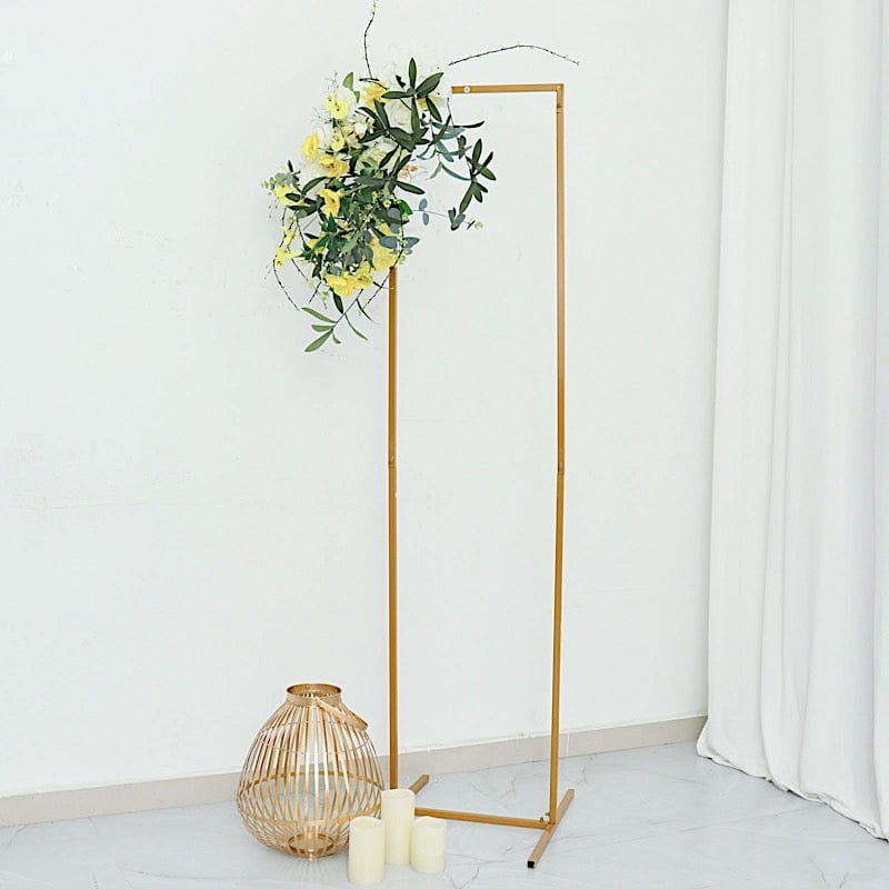 Rectangular Metal Floral Display Frame Wedding Backdrop Stand - Gold