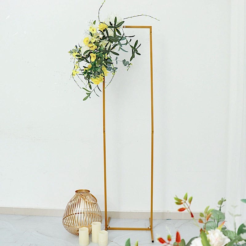 Rectangular Metal Floral Display Frame Wedding Backdrop Stand - Gold