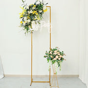 Rectangular Metal Floral Display Frame Wedding Backdrop Stand - Gold