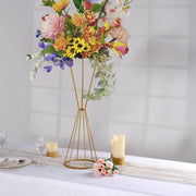 Reversible Geometric Metal Flower Stands Pedestals Centerpieces - Gold