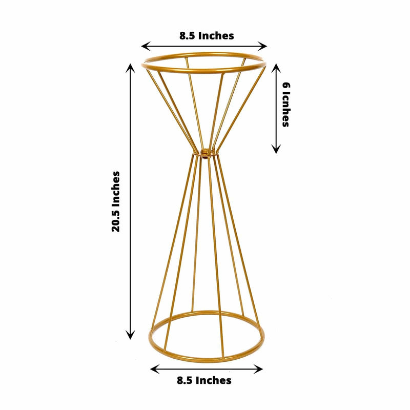 Reversible Geometric Metal Flower Stands Pedestals Centerpieces - Gold
